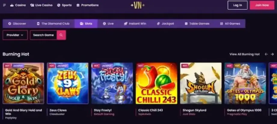 Vegasnow reel game selection
