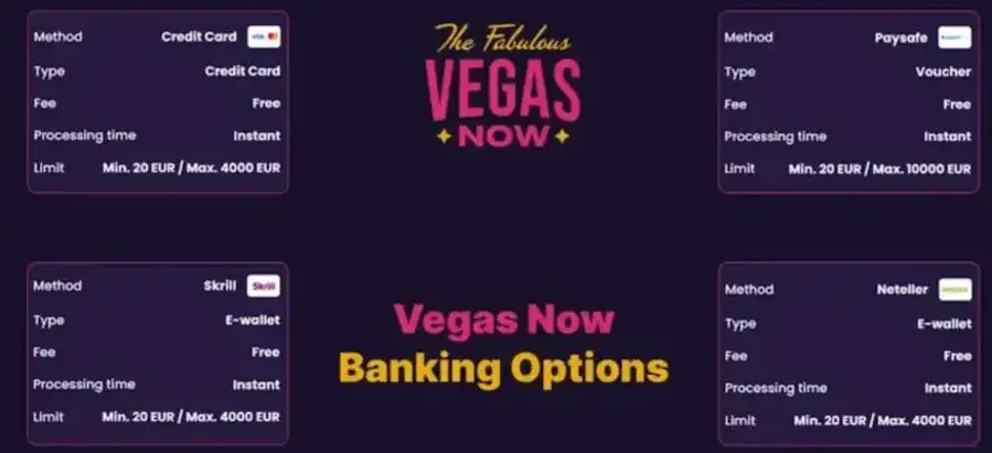 Vegasnow Account Conditions defined by rules and limits
