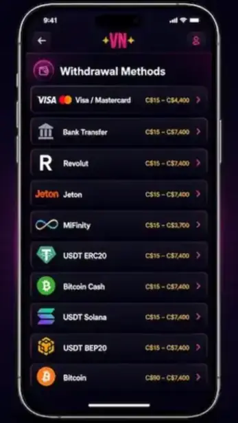 Vegasnow Mobile Requesting a Payout - Useful Context